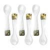 DUEBEL Set of 6 Mother of Pearl MOP Caviar Spoons with Green Abalone Decoration for Caviar, Egg, Icecream, Coffee Serving (White, 9x2.4cm) view 3