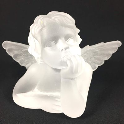 Amore Jewell Lovely Angel in White Color Cherub Statue~Colored Glaze Glass (Liuli Crystal Glass)