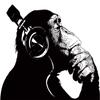 Thinking Monkey Wall Art Sticker - Banksy Dj Chimp Decal - The Thinker Gorilla with Headphones Home Decals - Street Art Graffiti Mural Print view 1
