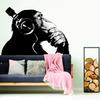 Thinking Monkey Wall Art Sticker - Banksy Dj Chimp Decal - The Thinker Gorilla with Headphones Home Decals - Street Art Graffiti Mural Print view 4