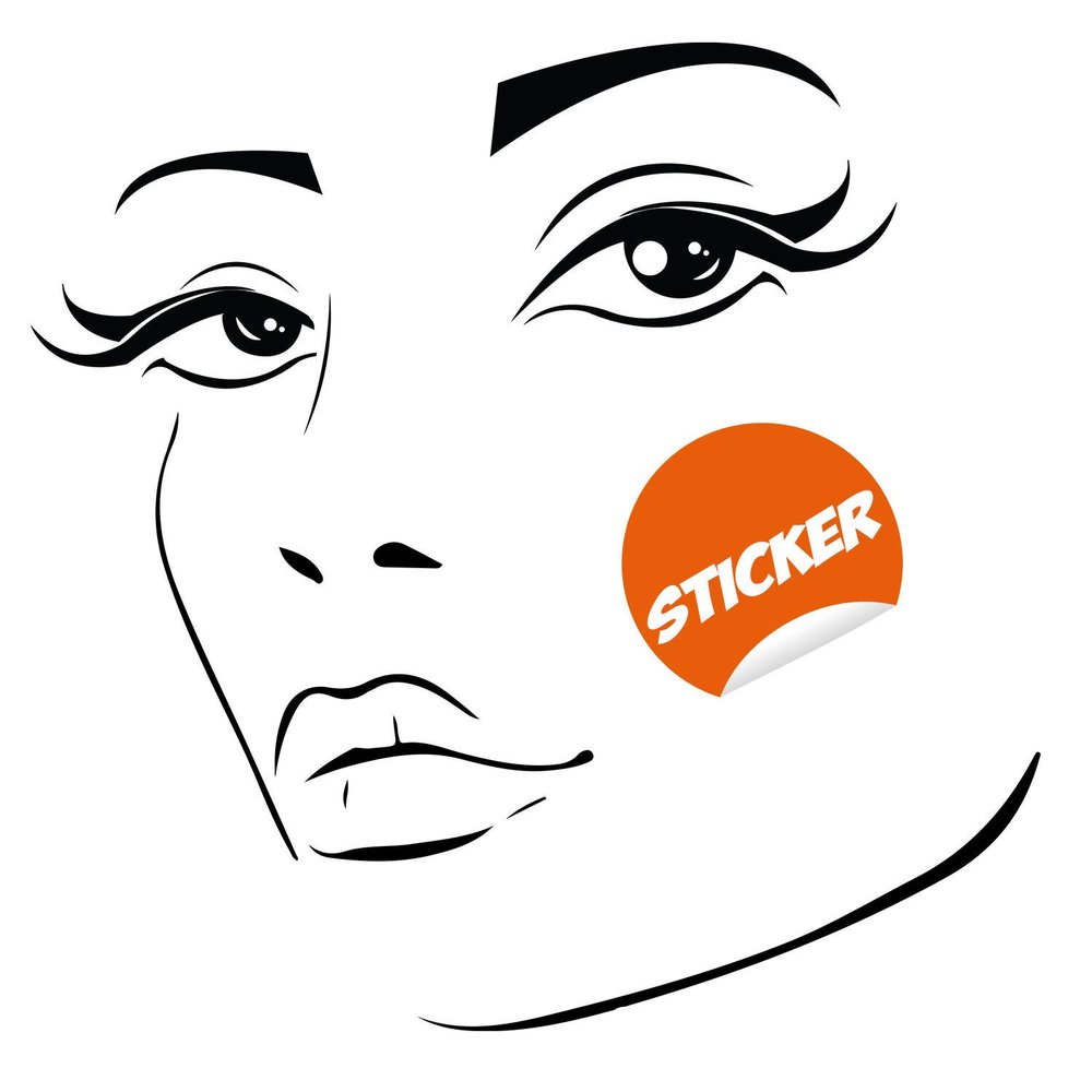 Woman Face Black Wall Vinyl Sticker - Salon Girl Happy Women Eye Window Beauty Art Decal - Pretty Removable Beautiful Sexy Head Silhouette