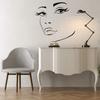 Woman Face Black Wall Vinyl Sticker - Salon Girl Happy Women Eye Window Beauty Art Decal - Pretty Removable Beautiful Sexy Head Silhouette view 2