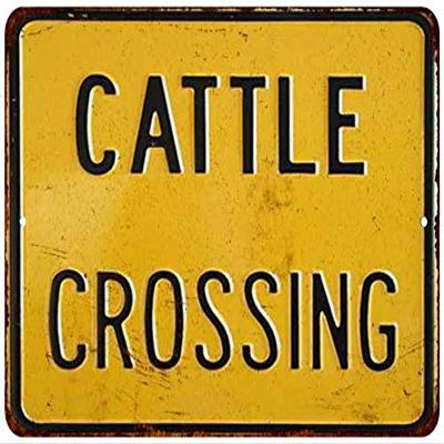 Cattle Crossing Sign Vintage Retro Decor Cow Ranch Signs Decorations Farm Animal Gift 8x12 Metal 108120067031