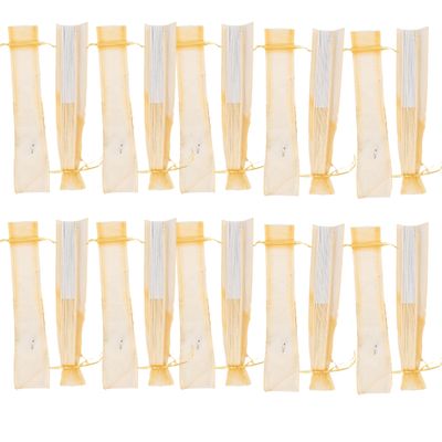 Fun Express - Gold Hand Fan Organza Bags for Wedding - Party Supplies - Fabric & Textile Bags - Wedding - 12 Pieces