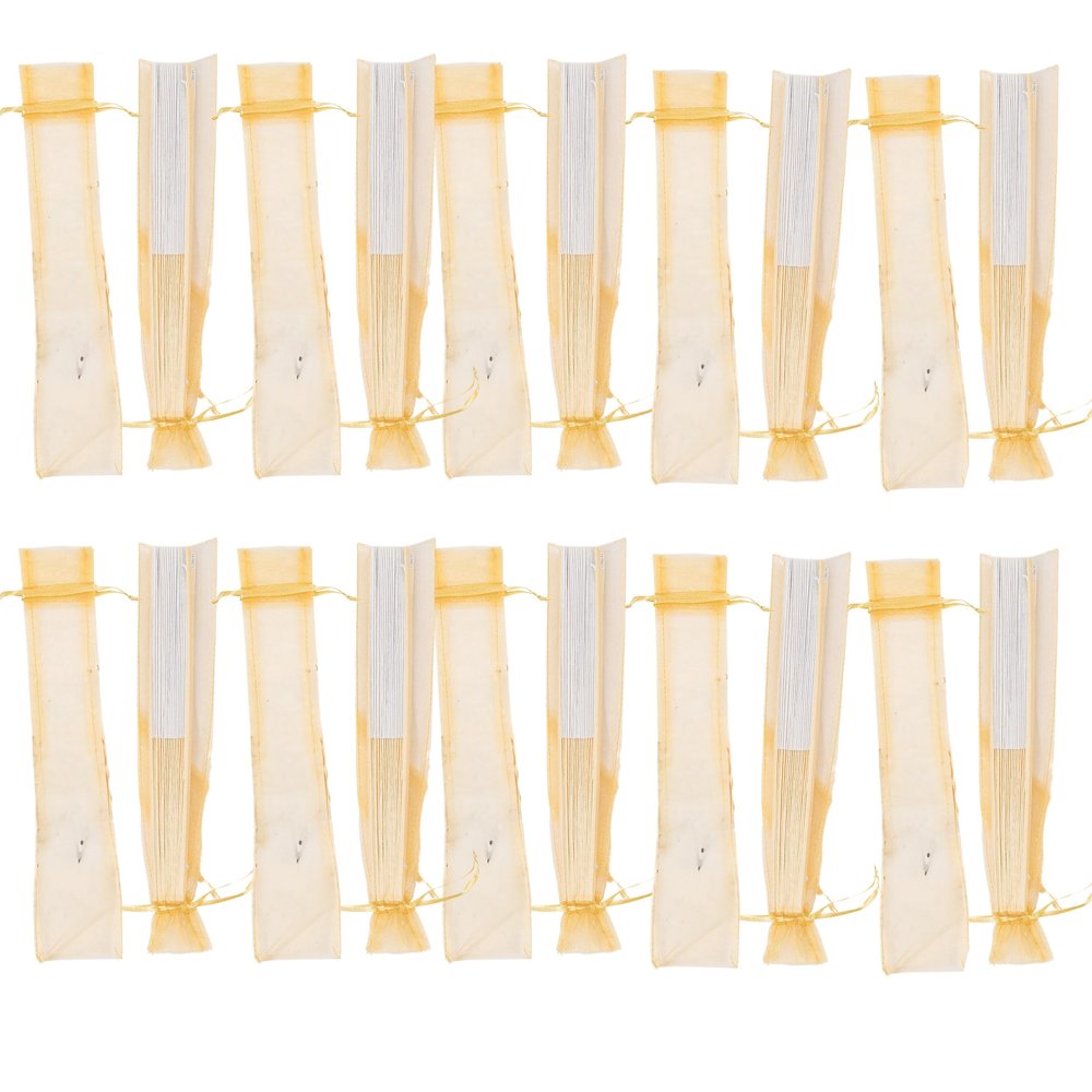 Fun Express - Gold Hand Fan Organza Bags for Wedding - Party Supplies - Fabric & Textile Bags - Wedding - 12 Pieces