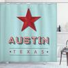 Ambesonne Austin Shower Curtain, Texas Wording with a Star State Country Symbolic Design, Cloth Fabric Bathroom Decor Set with Hooks, 69" W x 84" L, Ruby Pale Seafoam view 1