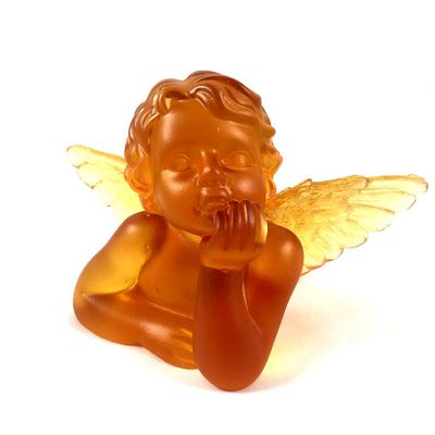 Amore Jewell Lovely Angel in Amber Color Cherub Amber Color~Colored Glaze Glass (Liuli Crystal Glass)