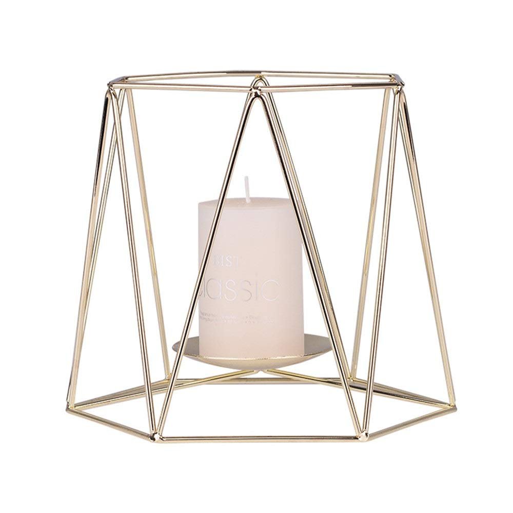 Annie life Nordic Golden Candle Holder, Ins Wrought Iron Romantic Aroma Candle Holder, Simple European Ornaments Metal Candle Cup, Ideal Gift for Festivities,Parties, Weddings and Aromatherapy