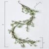 59" Artificial Green Leaves and Red Berries Christmas Glitter Garland view 2