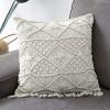 18'' Handwoven Macrame Rope Throw Pillow Cover Case Tassel Knitted Decorative Square Cushion Case Pillowcase for Sofa Bedroom Car Couch Chair,Bohemian Style Home Decor view 3