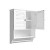 ChooChoo Medicine Cabinet with Towels Bar, 23.6" L x 8.8" W x 29.5" H MDF Material Bathroom Wall Cabinet, 2 Doors Over The Toilet Space Saver Storage Cabinet with Large Space, White view 1