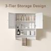 ChooChoo Medicine Cabinet with Towels Bar, 23.6" L x 8.8" W x 29.5" H MDF Material Bathroom Wall Cabinet, 2 Doors Over The Toilet Space Saver Storage Cabinet with Large Space, White view 4
