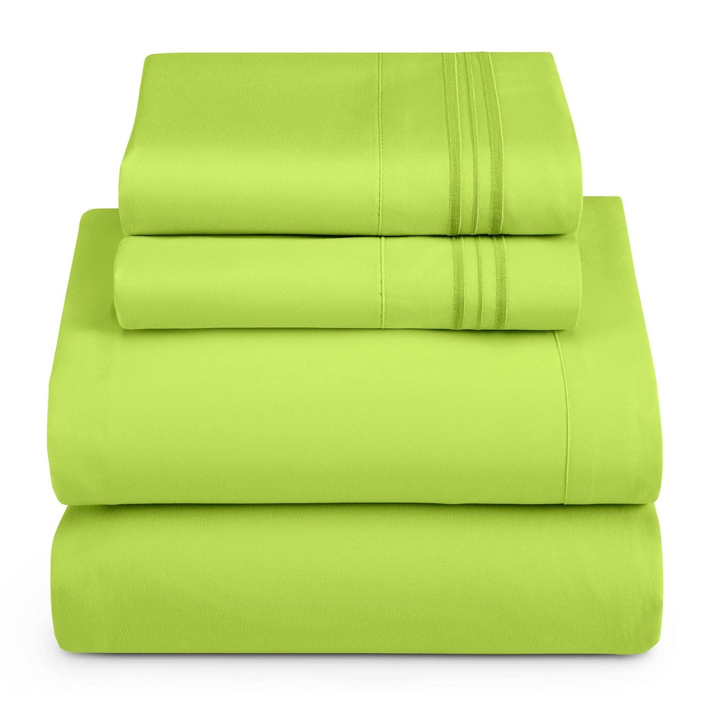 Hearth & Harbor Full Size Sheets - 4 Piece Bed Sheet Set, Hotel Luxury Double Brushed Bed Sheets - Extra Soft Bedding Sheets & Pillowcases, Full, Garden Green