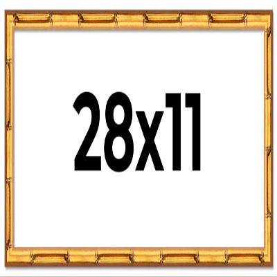 CountryArtHouse 28x11 Frame Gold Bamboo Solid Wood Picture Frame | Includes UV Acrylic Plexiglass, Acid Free Foam Backing Board and Hanging Hardware | 1 Inch Moulding Width