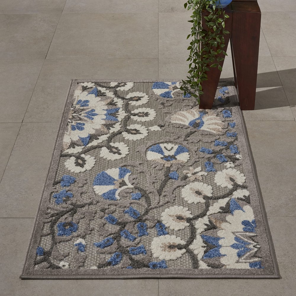 Nourison Home Aloha Grey Multicolor 2'8" x 4' Area Rug - Easy Clean, Non Shedding, Bed Room, Living Room, Dining Room, Kitchen (3' x 4')
