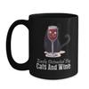 BeeTeeStore Cats and Wine Coffee Mug - Easily Distracted Design - 15oz Black Ceramic Tea Cup for Cat Lovers and Wine Enthusiasts - National Cat Day & Pet Owner Gifts view 1