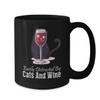 BeeTeeStore Cats and Wine Coffee Mug - Easily Distracted Design - 15oz Black Ceramic Tea Cup for Cat Lovers and Wine Enthusiasts - National Cat Day & Pet Owner Gifts view 2