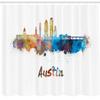 Ambesonne Austin Shower Curtain, Typographic Design with Paint Splatters Illustrated in an Composition, Cloth Fabric Bathroom Decor Set with Hooks, 69" W x 84" L, White Cream view 2