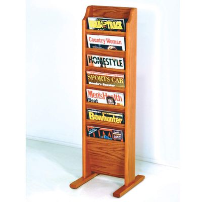 Wooden Mallet Cascade Free Standing 7 Pocket Magazine Rack, Black/Light Oak
