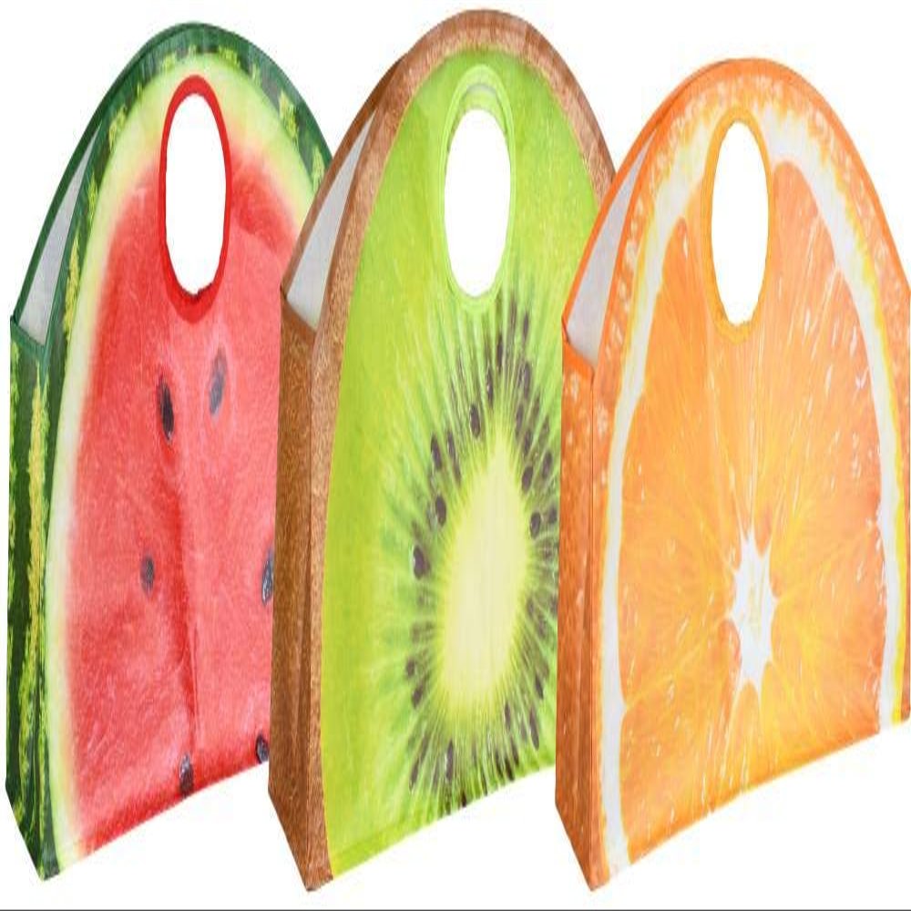 Esschert Design Fruit Big Shoppers, 3 Asst. Styles, One Size, Orange, Green, Red