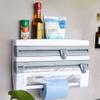 Caredy Shelf - Wall-Mount Paper Towel Holder Sauce Bottle Storage Rack Organizer for Kitchen/Bathroom Roll Holder Dispenser for Plastic Wrap Wax Paper (Gray Blue) view 4