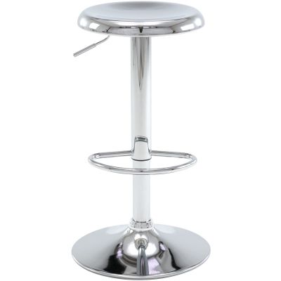 Brage Living Adjustable Bar Stool, Swivel Round Metal Airlift Barstool, Backless Counter Height Bar Chair for Kitchen Dining Room Pub Cafe, 1 pc (Chrome)