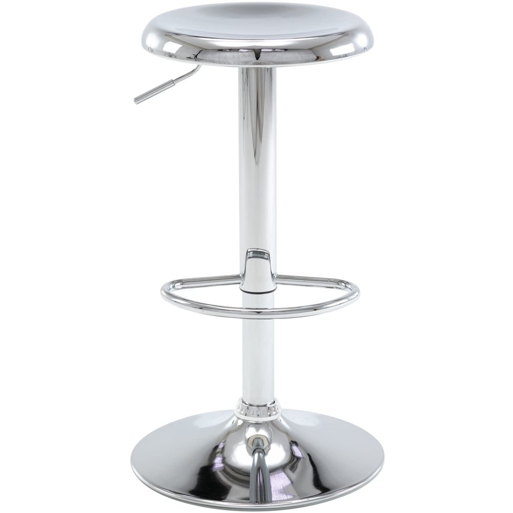 Brage Living Adjustable Bar Stool, Swivel Round Metal Airlift Barstool, Backless Counter Height Bar Chair for Kitchen Dining Room Pub Cafe, 1 pc (Chrome)