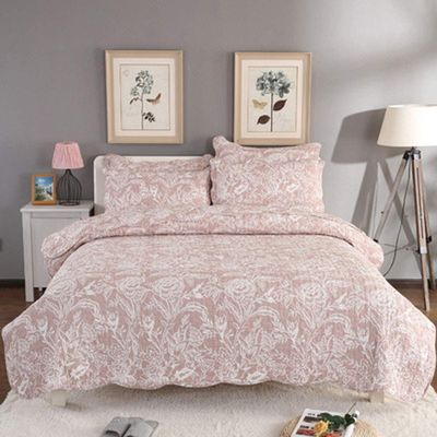 3 PC Floral Bedspread Set Brown Floral Quilt Shams Set 90 x 98 Inches Bed Coverlet Set for Women Queen Size Women Gift Idea