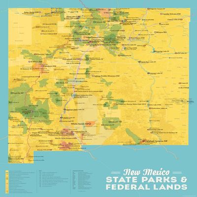 Best Maps Ever New Mexico State & Federal Lands Map Poster (18x24, Satin, Yellow)