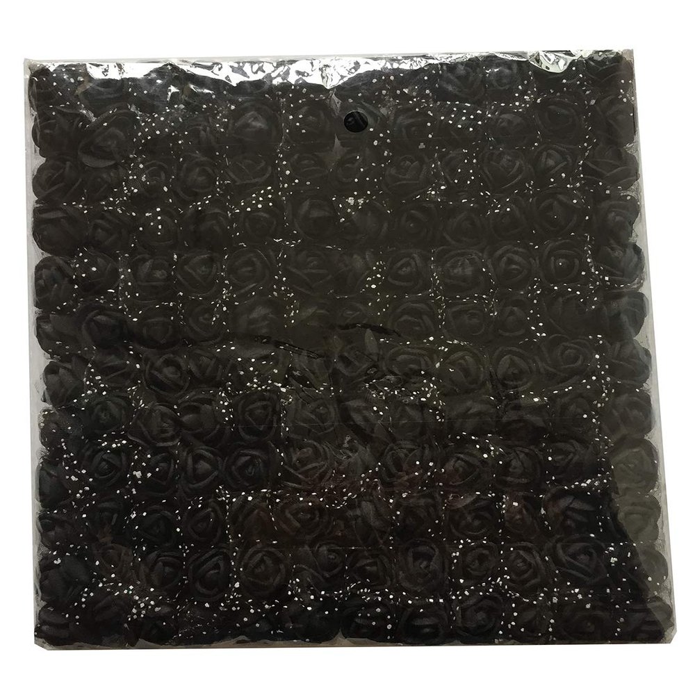 Artfen Mini Fake Rose Flower Heads 144pcs Mini Artificial Foam Roses DIY Wedding Flowers Accessories Make Bridal Hair Clips Headbands Dress (Bottom add Gauze) Black