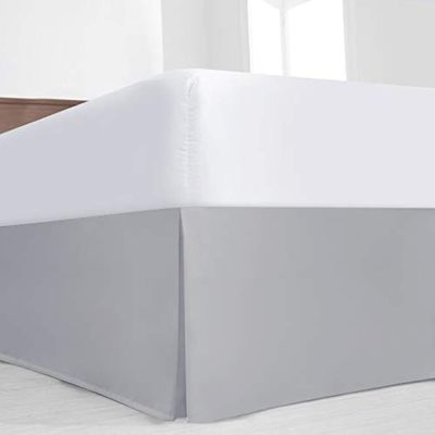Light Grey King Size Luxury Tailored Bed Skirt - 16" Drop Pleated Bed Skirts Double Brushed Premium Microfiber - Bed Frame and Box Spring Cover - Easy Fit, Wrinkle, Fade, Stain Resistant Bedskirt