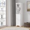 Spirich Home Freestanding Storage Cabinet with Three Tier Shelves, Tall Slim Cabinet, Free Standing Linen Tower, White view 2