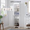 Spirich Home Freestanding Storage Cabinet with Three Tier Shelves, Tall Slim Cabinet, Free Standing Linen Tower, White view 4