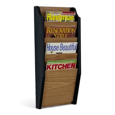 Wooden Mallet Cascade 4 Pocket Magazine Rack, Black/Light Oak