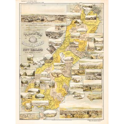 New Zealand Middle South Island Pictorial Map Large XL Wall Art Canvas Print