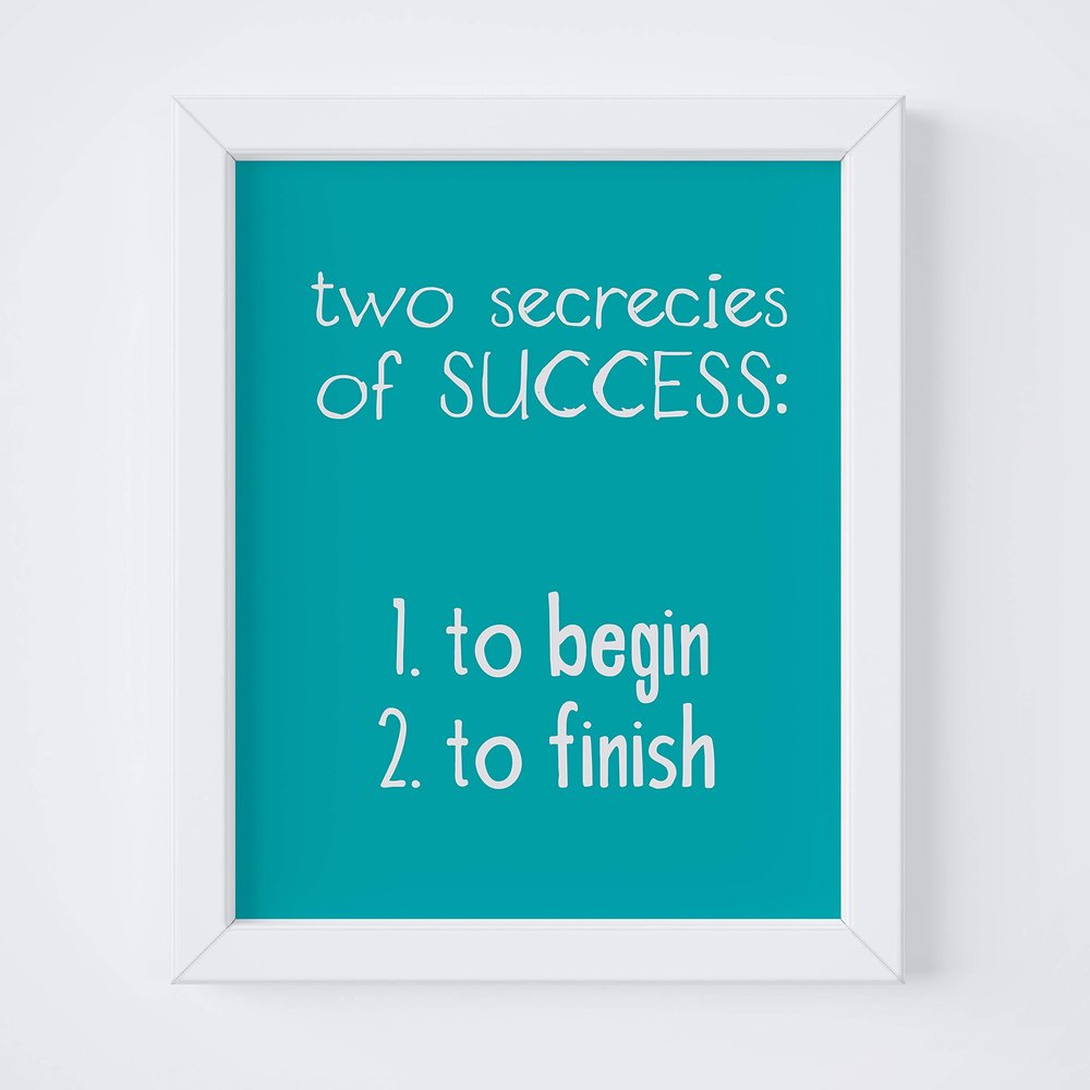 My Vinyl Story - Motivational Framed Quotes Inspirational Wall Art Frames Decor 8x10 White Standing Desk Frame Decorative Picture Posters Encouragement Gifts Office Home Classroom Secret to Success