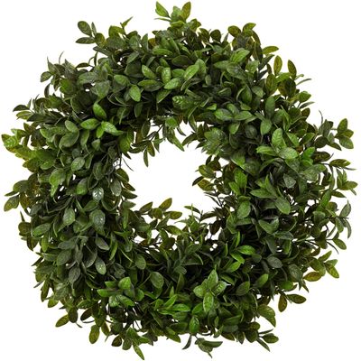 Admired By Nature 19" Artificial English Boxwood Wreath - Spring/Summer Wreaths for Front Door, Farmhouse, Wedding, Home & Holidays Decor