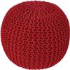  REDEARTH  Round Pouf Ottoman - Hand Knitted Cable Boho Poof - Foot Stool Bean Bag - Home Dcor Stuffed Footrest for Living Room - Nursery - Bedroom - 100% Cotton Poufs (19.5"x19.5"x14") - Red view 1