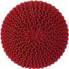  REDEARTH  Round Pouf Ottoman - Hand Knitted Cable Boho Poof - Foot Stool Bean Bag - Home Dcor Stuffed Footrest for Living Room - Nursery - Bedroom - 100% Cotton Poufs (19.5"x19.5"x14") - Red view 4