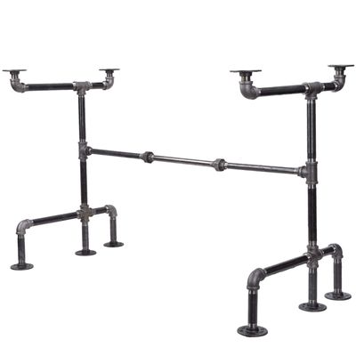 PIPE DECOR Industrial Pipe Desk Leg Set, Modern Home Office Writing or Computer Base Kit, Dark Grey Unfinished Steel Metal Pipe Legs, M-Desk Style