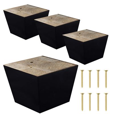 ComfortStyle Furniture Legs for Sofa Chair Couch or Ottoman, Set of 4 Replacement Feet, 3 Inch Tall, Square with Tapered Sides, Dark Espresso Finish