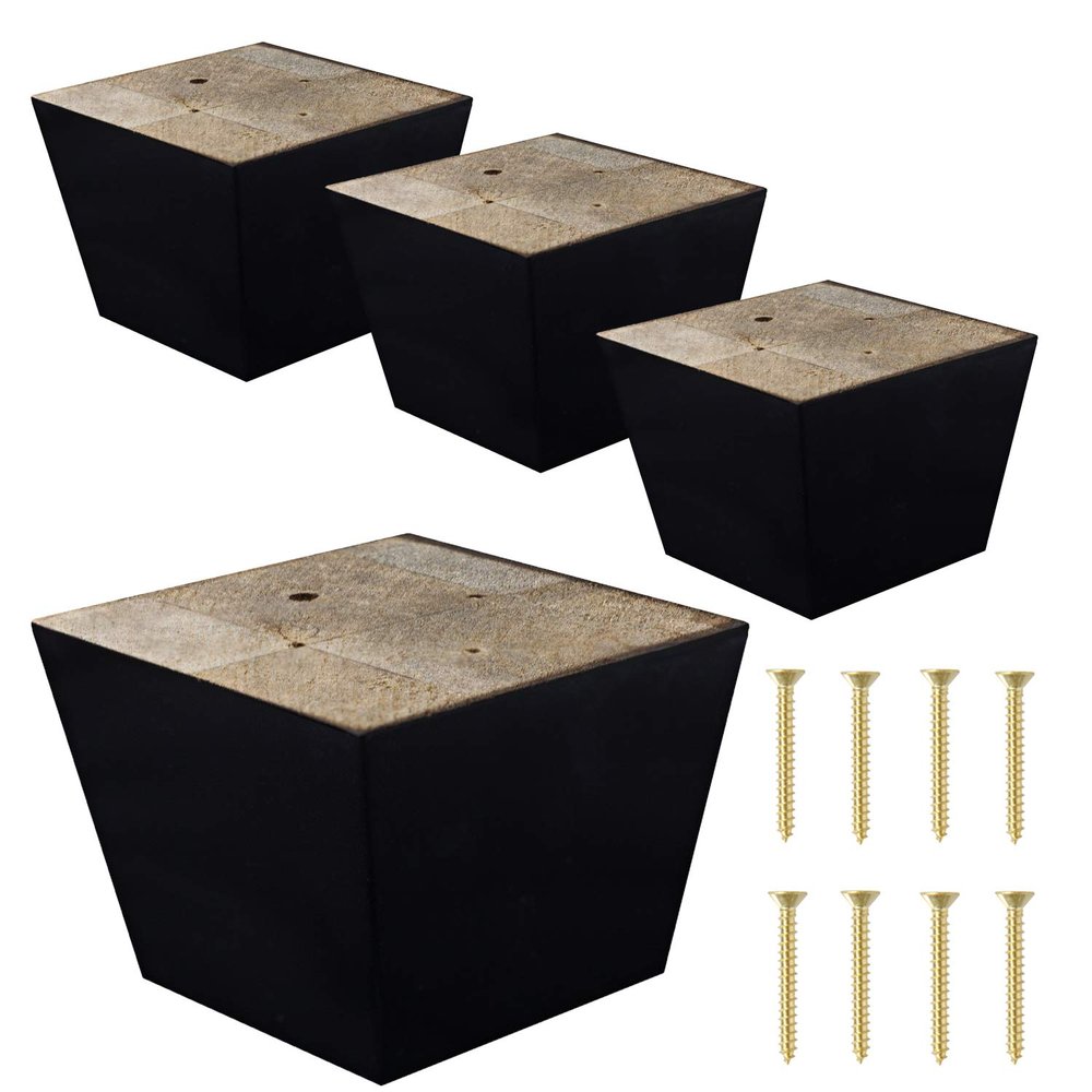 ComfortStyle Furniture Legs for Sofa Chair Couch or Ottoman, Set of 4 Replacement Feet, 3 Inch Tall, Square with Tapered Sides, Dark Espresso Finish