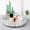 Feyarl Crystal Perfume Vanity Makeup Tray Mirrored Ornate Jewelry Trinket Tray Organizer Sparkly Bling Cosmetic Skin Care Decorative Tray with Glass Bottom Surface for Home Decor Dresser Desktop view 4