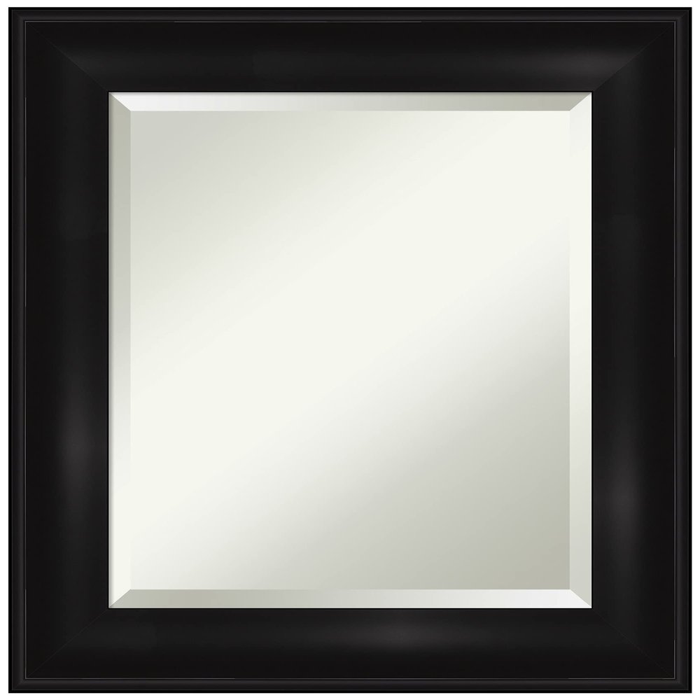 Amanti Art Black Bathroom Mirror for Over Sink, 26x22 Grand Black Rectangle Vanity Mirror, Small Casual Frame, Hangs Horizonally and Vertically, Bathroom Wall Decor, Beveled Edge