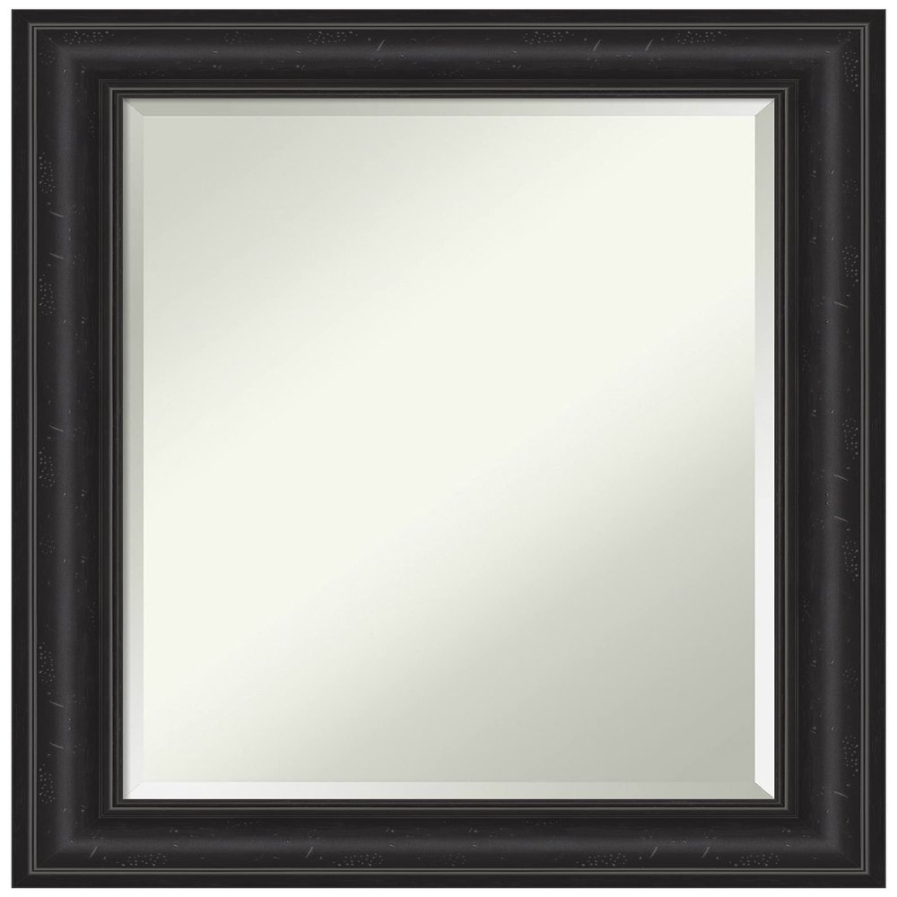 Amanti Art Black Bathroom Mirror for Over Sink, 29x23 Shipwreck Black Rectangle Vanity Mirror, Medium Country Rustic Frame, Hangs Horizonally and Vertically, Bathroom Wall Decor, Beveled Edge