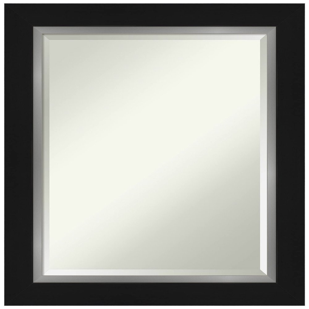 Amanti Art Black Bathroom Mirror for Over Sink, 29x23 Eva Black Silver Rectangle Vanity Mirror, Medium Modern Frame, Hangs Horizonally and Vertically, Bathroom Wall Decor, Beveled Edge
