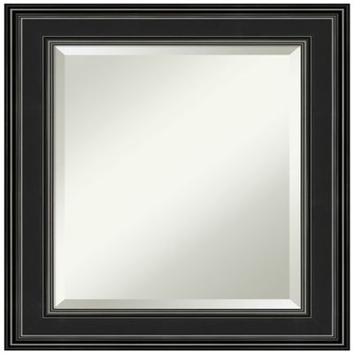 Amanti Art Black Bathroom Mirror for Over Sink, 26x22 Ridge Black Rectangle Vanity Mirror, Small Traditional Frame, Hangs Horizonally and Vertically, Bathroom Wall Decor, Beveled Edge