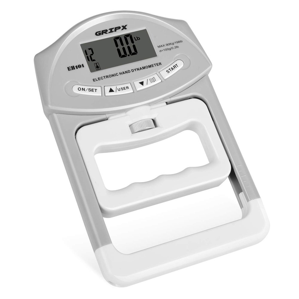 GRIPX Digital Hand Dynamometer Grip Strength Measurement Meter Auto Capturing Electronic Hand Grip Power 198Lbs / 90Kgs