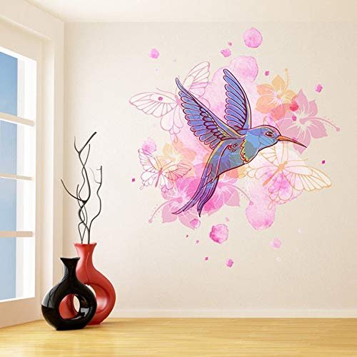 Hummingbird Wall Vinyl Sticker - Colibri Art Decor Humming Bird Cute Colorful Home Decal Gift - Waterproof Flying Tropical Exotic Baby Mural