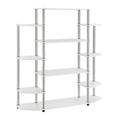 Convenience Concepts Designs2Go No Tools Wall Unit Bookshelf 47.25" - Contemporary Storage Shelves for Display, 10 Spacious Shelves for Modern Living Room, Office, Den, White
